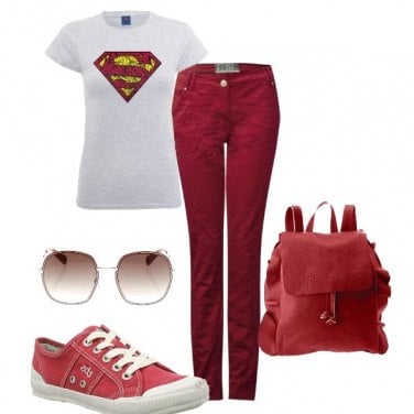 Outfit Rosso casual
