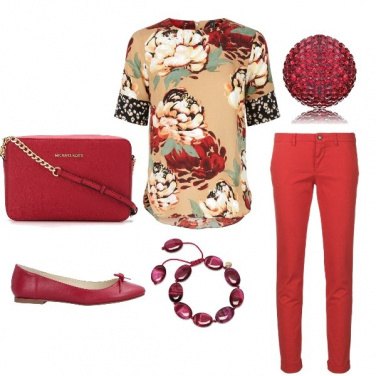 Outfit Rosso floreale