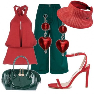 Outfit Accesi contrasti verde rosso