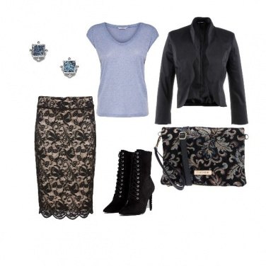 Outfit Pizzo e un tocco di azzurro