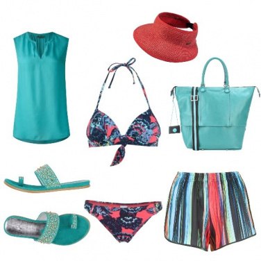 Outfit Fiori e strisce marini