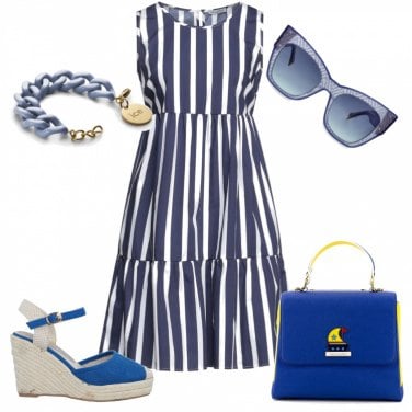 Outfit Vestiti Blu A righe Donna: 2 Outfit Donna | Bantoa