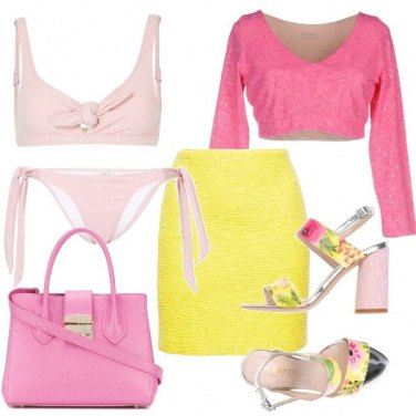 Outfit Giallo e rosa