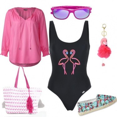 Outfit # Fenicottero rosa beach wear