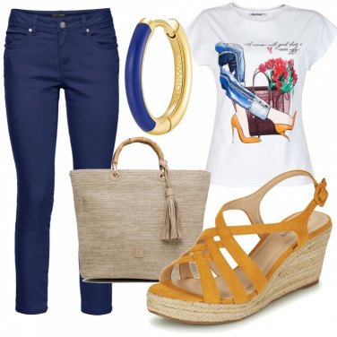 Outfit Pantaloni capri Blu Donna: 12 Outfit Donna | Bantoa