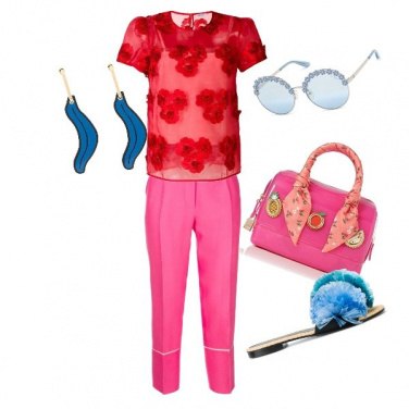 Outfit Rosso rosa blu