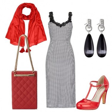 Outfit Rosso e vichy