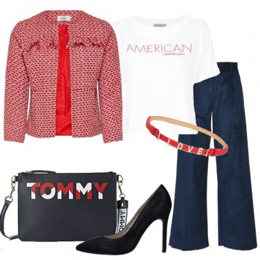 Outfit Blazer bouclé e pantalone in velluto