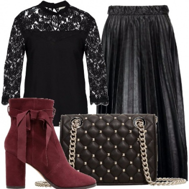 Outfit Eleganza in nero e burgundy