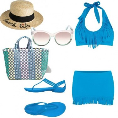 Outfit Basic, totalmente azzurro al mare