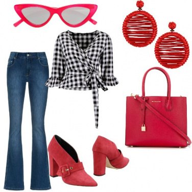 Outfit Vichy denim e rouge