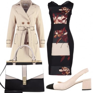 Outfit Vestito fantasia e colori neutri