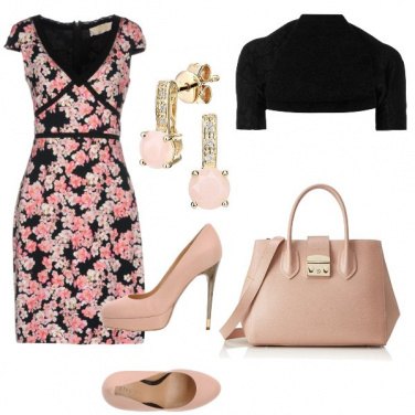 Outfit Cerimonia rosa nero e nude