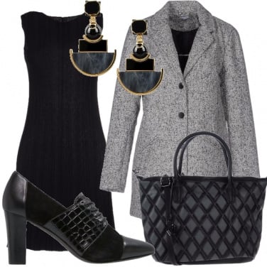 Outfit Bon ton in grigio e nero