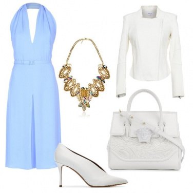 Outfit Scollo a V e giacca in pelle