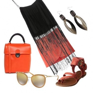 Outfit Mini arancio e frange