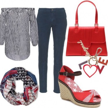 Outfit Blu e rosso