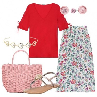 Outfit Gonna a portafoglio t-shirt con incrocio
