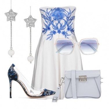 Outfit Raffinata sui toni celeste