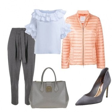 Outfit Pesca e grigio