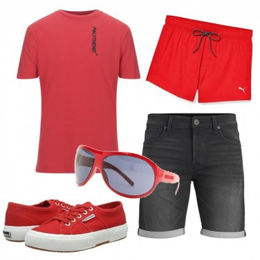 Outfit con short online rojo hombre