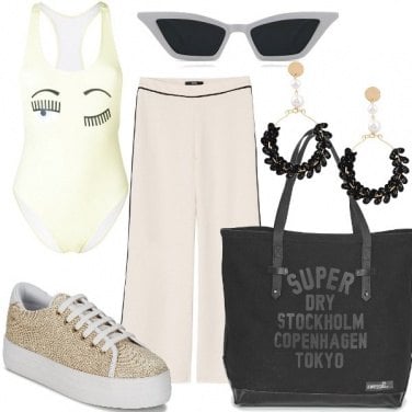 Outfit Trendy in bianco e oro