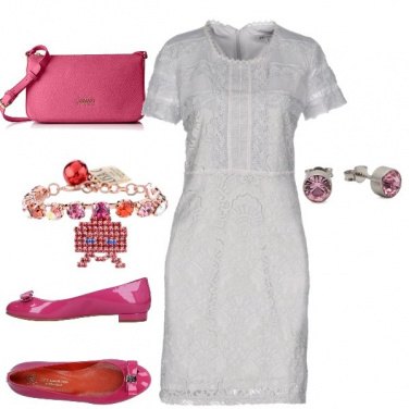 Outfit Pizzo grigio +rosa