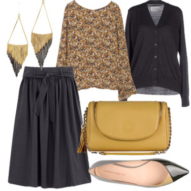 Outfit Chic in grigio e senape