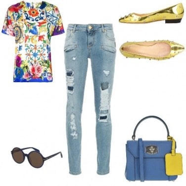 Outfit Giallo e blu