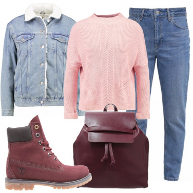 Outfit Rosa e bordeaux