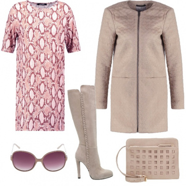 Outfit Rosa e beige