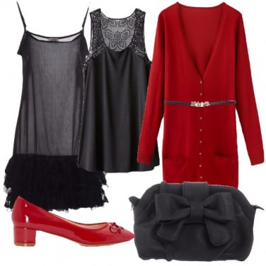 Outfit Romanticismo in rosso e nero