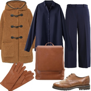 Outfit Cognac e blue