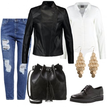 Outfit Jeans a vita alta
