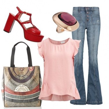 Outfit Rosa e rosso