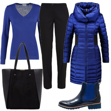 Outfit Piumino blu elettrico