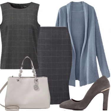 Outfit Celeste e grigio