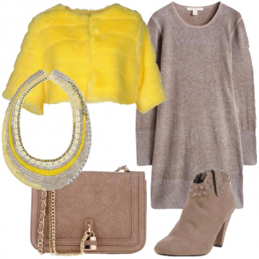 Outfit Ecopelliccia color canarino