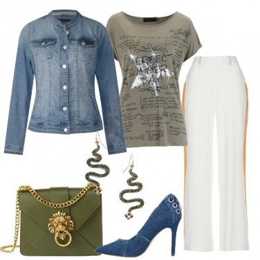 Outfit Panta palazzo giacca in jeans
