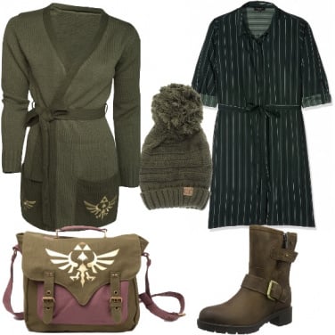 Outfit Curvy in verde oliva