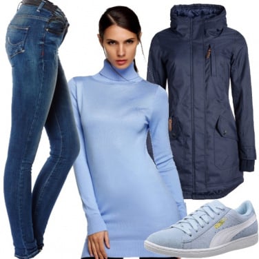 Outfit L\'aria si tinge di blu