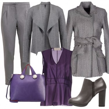 Outfit Viola e grigio