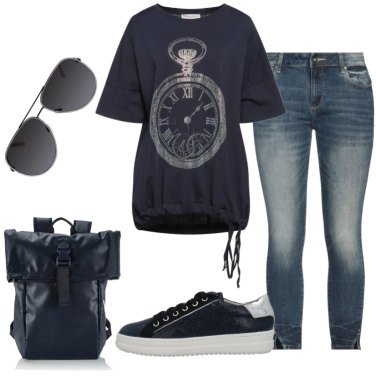 Outfit Camiseta Azul Con diseños Mujer: 3 Outfit Mujer | Bantoa