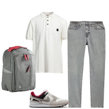 Outfit Polo Blanco Un solo color Hombre: 1 Outfit Hombre | Bantoa