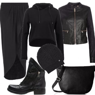 Outfit Aspirante biker, in gonna