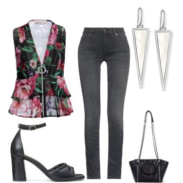 Outfit Top Negro De flores Mujer: 4 Outfit Mujer | Bantoa