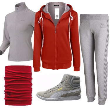 Outfit In forma con rosso e grigio