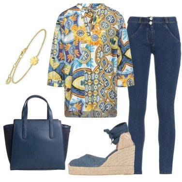 Outfit Blusas Azul De flores Mujer: 14 Outfit Mujer | Bantoa