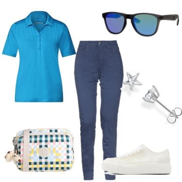 Outfit Polo Azul Mujer: 2 Outfit Mujer | Bantoa