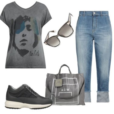 Outfit Camiseta Gris Mujer: 19 Outfit Mujer | Bantoa